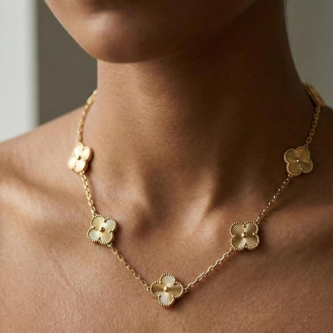Clover Necklace for Women | Four Leaf Clover Gold Plated Necklace