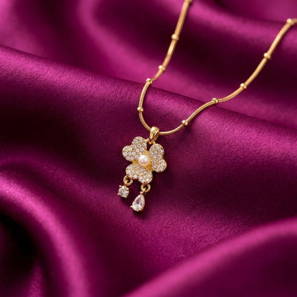 Floral Pearl Pendant Necklace for Women | Gold Plated Anti Tarnish Necklace