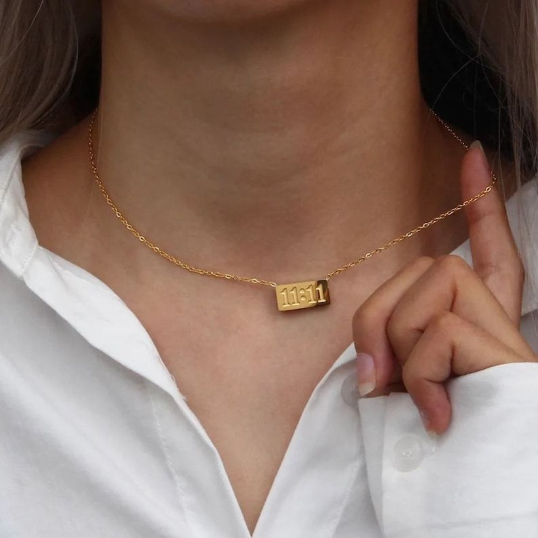 11:11 Pendant Necklace for Women & Girls | Gold Tone Stainless Steel Necklace