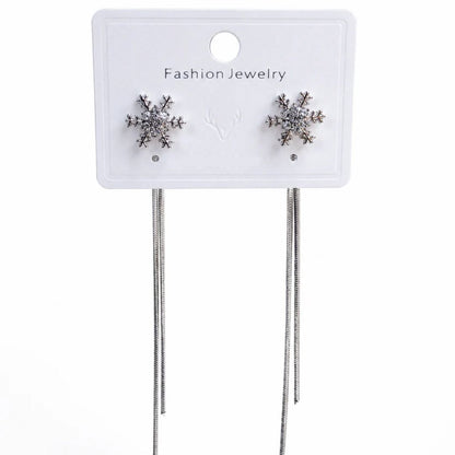 Trendy Crystal Snowflake Long Chain Earrings