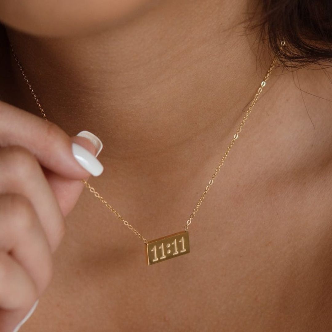 11:11 Pendant Necklace for Women & Girls | Gold Tone Stainless Steel Necklace
