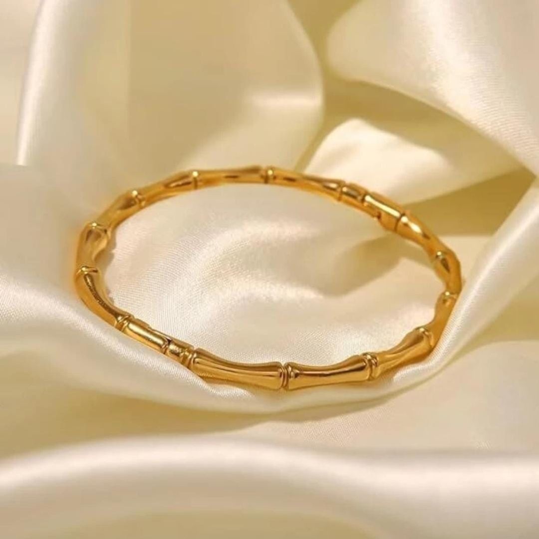 Elegant CZ Open Cuff Bracelet for Women | Gold Tone Adjustable Kada